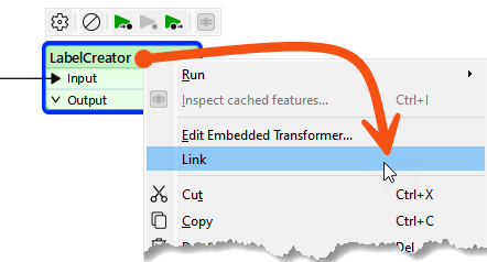 Right-click > Link for custom transformers